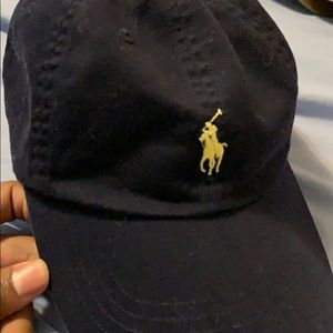 The hat is a dark shade of blue